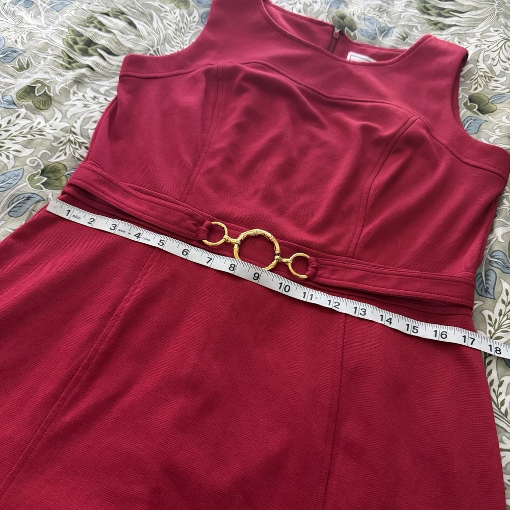Karin Stevens Sleeveless Business Casual Womens Size 14 Pencil Dress Gold Accent - Picture 6 of 7